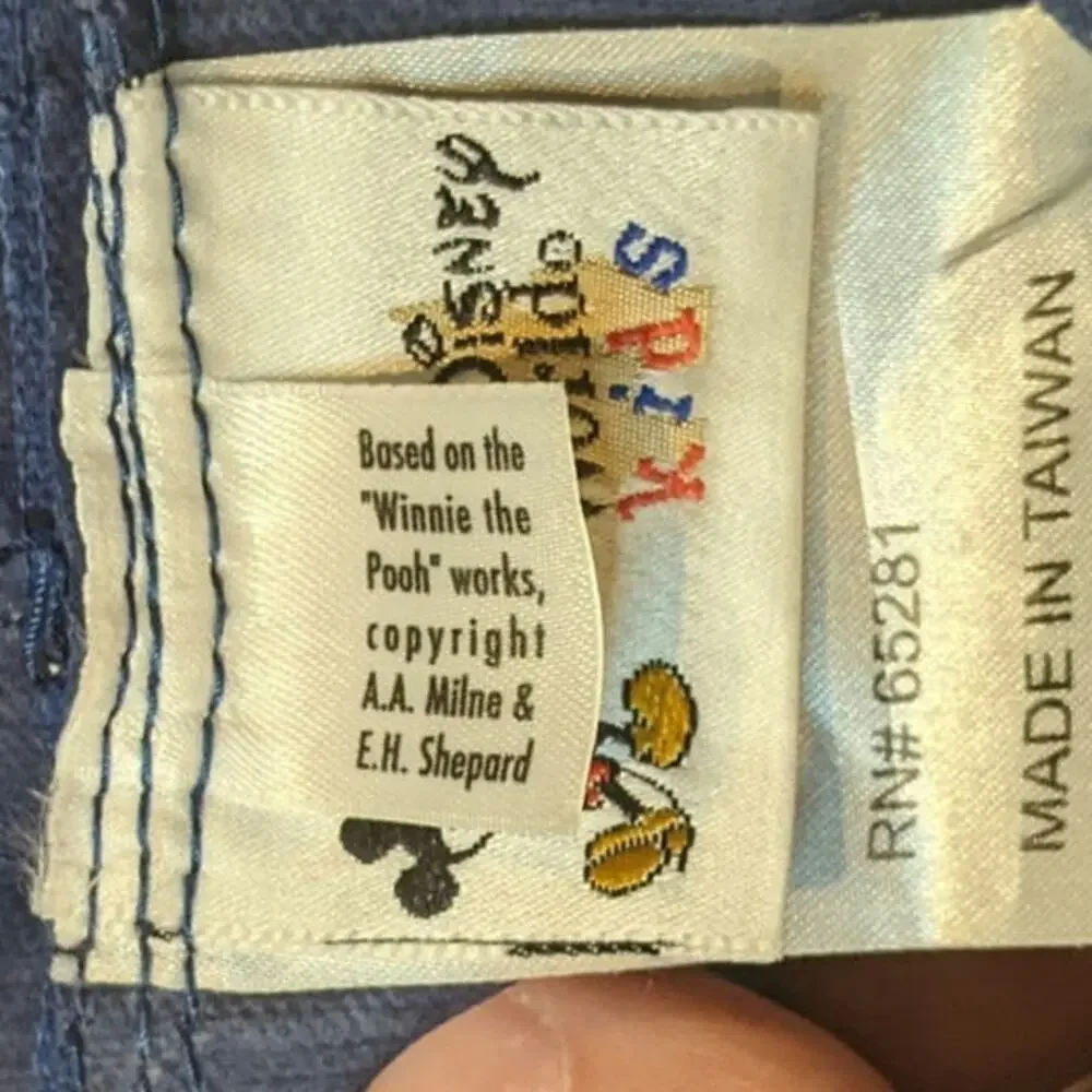 Vtg Pooh Canvas Drawstring Backpack Blue Green Disney Tigger Eeyore Piglet  90s